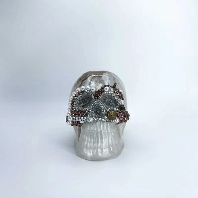 Decoración de arte de calavera: hecha a mano edición limitada única para decoración del hogar (moody onyx) Foto 1 de 4