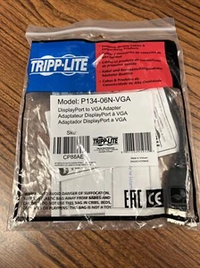 Tripp Lite P134-06N-VGA 6" DisplayPort to VGA Adapter, Black - Picture 1 of 4