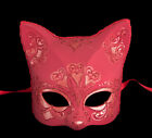 Masque de Venise Chat rouge florale Artisanat de Luxe Peint à la main 318 V49B