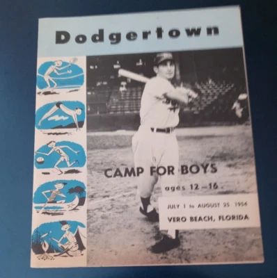1954 Dodgertown мальчиков летний лагерь брошюра (обложка Furillo) почти как новый (см. отсканированный) - Изображение 1 из 3
