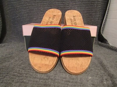 Kate Spade New York Wren радужный черный многоцветный вязаный пробковый слайд размер 9,5B - Изображение 1 из 4