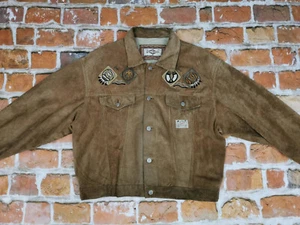 Chevignon Vintage Indian Leather Jacket Denim Style Suede Size L Tip Top - Picture 1 of 11
