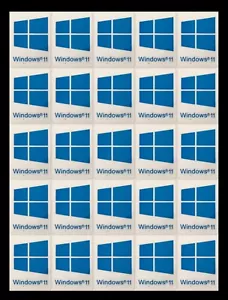 25 PCS Sticker for window 11 Blue Badge Logo Decal Cyan Color 16mm x 23mm - Picture 1 of 1