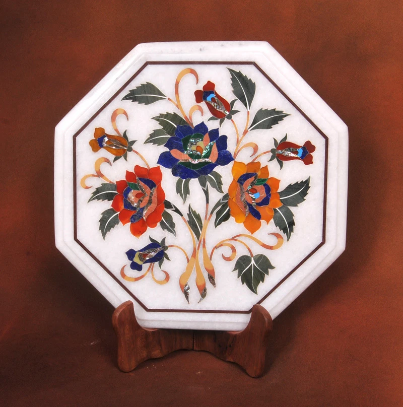 12" Coffee End Marble Table Top Living Room Furniture Home Decor Gift - Image 1 of 1