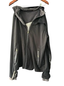 Asics Running Jacket Mens Medium Large Black Zip Up Windbreaker Workout EUC - Picture 1 of 9