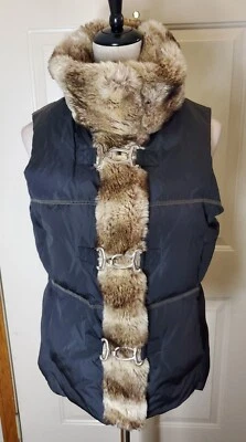 Hilary Radley черный Bomber жилет искусственного меха молнии застежки карманы Sz.S/P - Изображение 1 из 4