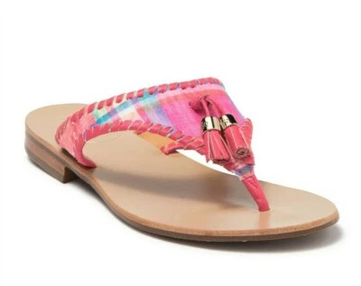 Jack Rogers Alana Madras Pink Tassel Thong Dress Sandal New with Box Retail $128 - Image 1 of 4