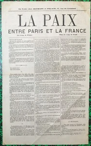 Pariser Kommune (1871), Flugblatt, Friedensaufruf, Schrank, Presse. - Bild 1 von 2