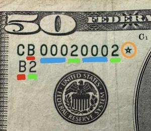 Binary Quad Double Repeater 0s $50 Dollar Bill Fancy Serial Number Star - Picture 1 of 6