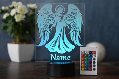 Personalisierter LED Engel, als Tischlampe zur Dekoration, Geschenk und andenken - Bild 1 von 4