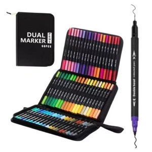 60Colors Art Markers Pen Bag Sketching Pencil Bag Markers Pen Storage Case - Picture 1 of 10