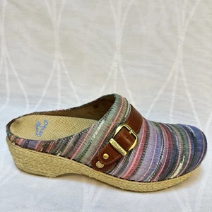 Dansko Jute Mule Slip On Clog Buckle Shoes Women Size 7.5-8 US 38 EU Multicolor - Picture 1 of 9