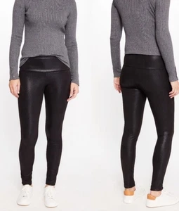 J. McLaughlin Lori Black Metallic Faux Suede Coated Leggings Pants Size L New - Picture 1 of 14