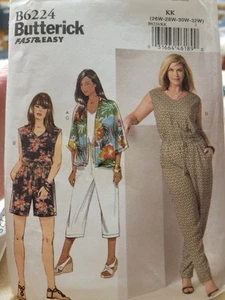UNCUT Butterick B6224 Sewing Pattern Kimono Jumpsuit Plus Size 26-32 - Picture 1 of 2