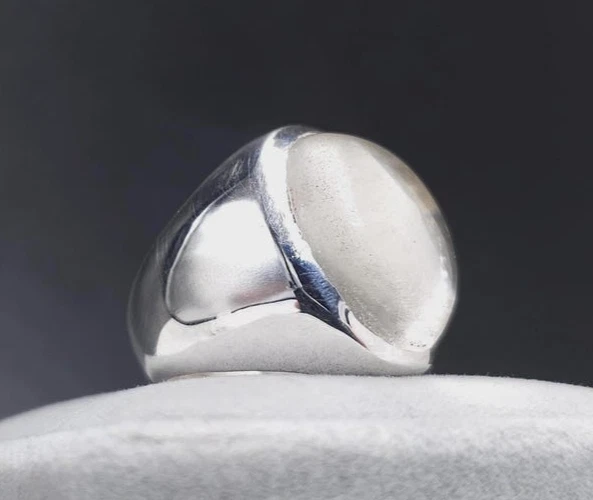 Natural Dur e Najaf Mens Ring, Handmade Sterling Silver White Quartz Dur e Najaf - Image 1 of 4