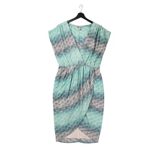 Harper and Gray Women's Dress Teal Aqua Blue Geo Size L With Belt Slot - Picture 1 of 15