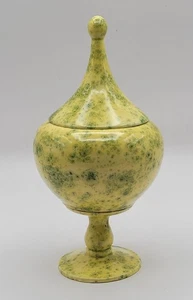 Vtg Ceramic Handpainted Apothecary Style Jar with Lid Footed Base Signed 1974 - Picture 1 of 13