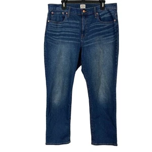 J Crew Denim Slim Boyfriend Jeans Womens Blue AT848 Distressed Stretch sz 32 x27 - Picture 1 of 16