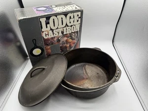 VTG Lodge 10 1/4 inch Cast Iron Dutch Oven 8 DO W/ Drip Lid Made in USA with Box - Picture 1 of 18