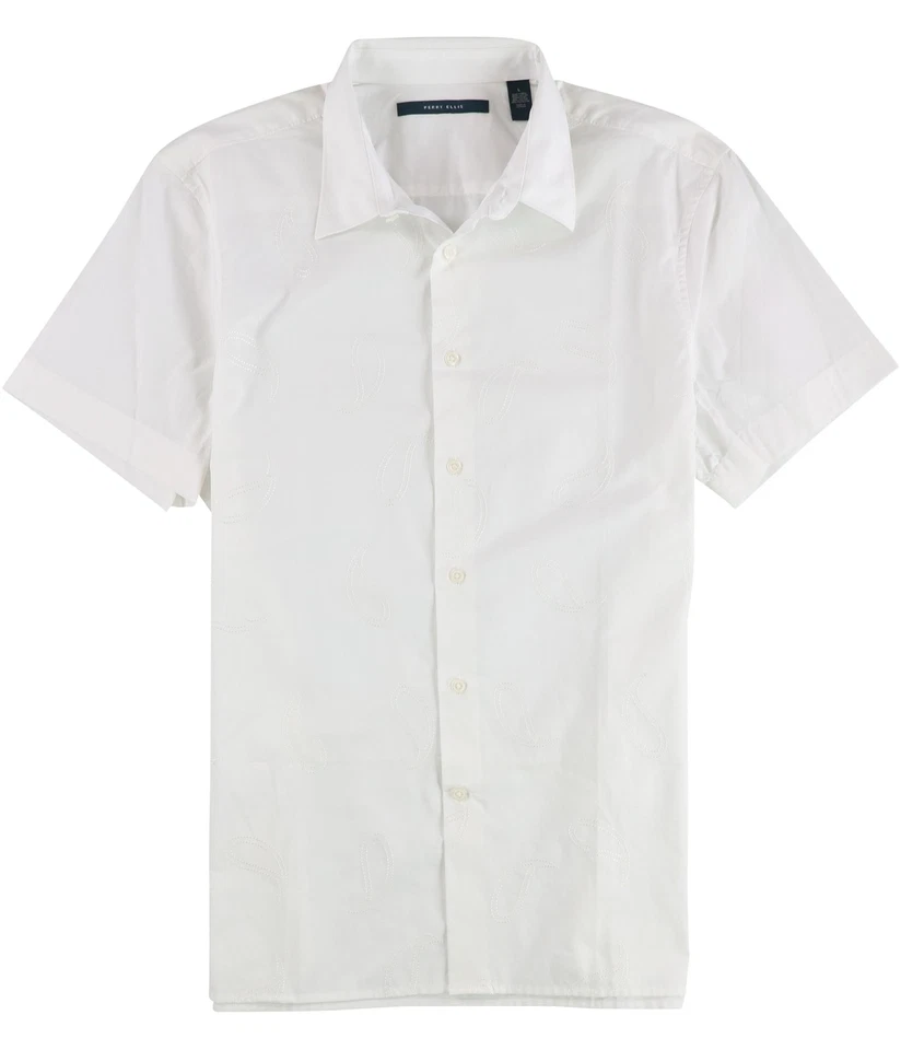 Perry Ellis Mens Embroidered Paisley Button Up Shirt - Image 1 of 1