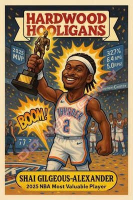 Shai Gilgeous-Alexander 2025 NBA MVP - 硬木流氓模仿艺术卡 — 第 1/2 张图片