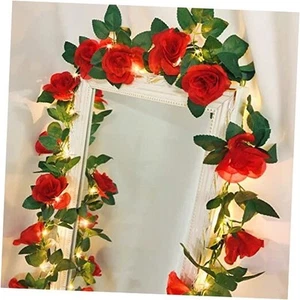20LED 7.5ft Artificial Flower Rose Vine String Lights, Battery Powered Rose - Picture 1 of 7
