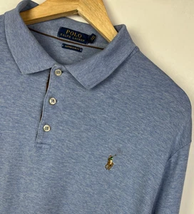 CAMISA POLO RALPH LAUREN Talla XL Hombre Calce Ajustado Manga Larga Azul - Imagen 1 de 8