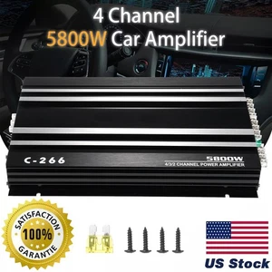 Amplificatore Auto 5800W 4 Canali Car Audio Stereo System Amp Classe A/B Camion ZBQR - Foto 1 di 10