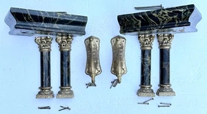 ANTIQUE E. INGRAHAM BLACK MANTEL CLOCK PARTS COLUMNS ENAMELED WOOD CORNERS +++ - Picture 1 of 9