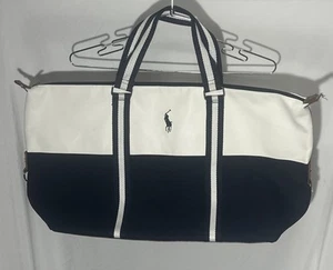 Ralph Lauren Fragrances Large Polo Canvas Navy & White Shoulder Beach Bag - Picture 1 of 11