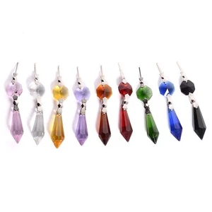 20Pcs 38MM Color Crystal Chandelier Prisms Replacement Icicle Drop Lamp Parts UK - Picture 1 of 14