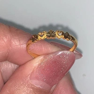 24 K Yellow Gold Delicate Ring. Sz 5.5 Adjustable. 1.3 Grams - Image 1 of 4