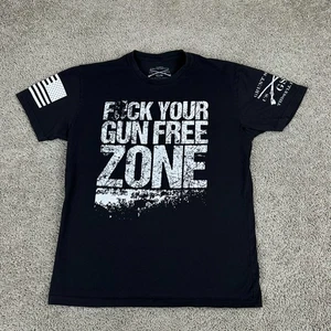 Grunt Style Shirt Mens Large Black White F Your Gun Free Zone Short Sleeve - Picture 1 of 8
