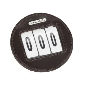 Shires Velociti Bridle Number Holder - Leather - 100mm - Oval - Black/Havana - Picture 1 of 10