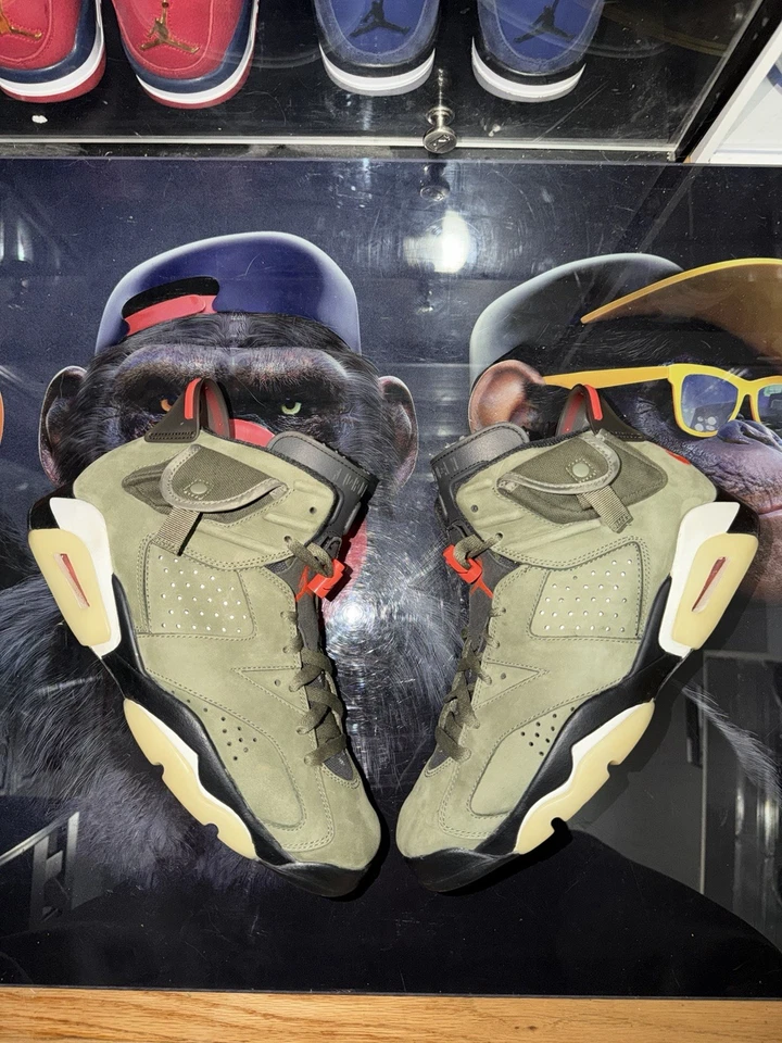 USO Talla 9.5 - Jordan 6 Retro x Travis Scott Mid Olive Foto 1 de 4