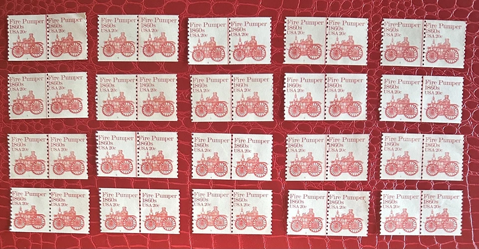 20 conectados EE. UU. 1908. 20c. Bomba contra incendios años 1860. Bobina individual. MNH 1981 Foto 1 de 2