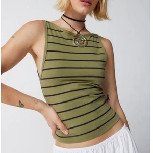 UO Urban Outfitters Mercedes ärmelloses Tank in grün gestreift Gr. XS NEU - Bild 1 von 9