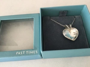 PAST TIMES VINTAGE SILVER PLATED CRYSTAL LOVE HEART DESIGN NECKLACE/LOCKET - Picture 1 of 8
