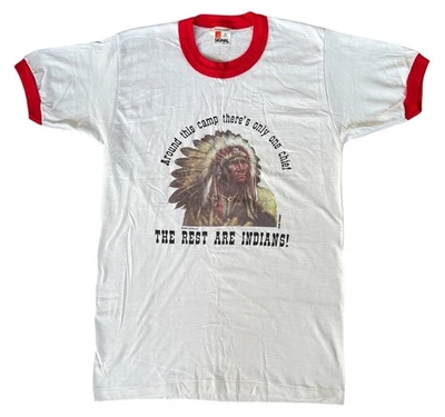 Camiseta De Colección Alfredo Rodríguez Nativo Americano Jefe Timbre Años 80 Talla M EE. UU. Foto 1 de 4