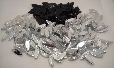 Lote de costas planas de strass falso costurar no ponto diamante preto marquesa transparente - Imagem 1 de 4
