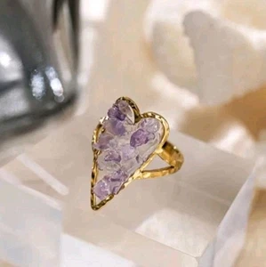 Kristall Inlay Herz Ring - Bild 1 von 2