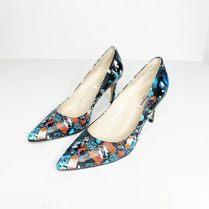 LK BENNETT LONDON Damen-Pumps Blumenmuster Leder spitz zulaufend Pfennigabsatz 38 US 7 - Bild 1 von 5