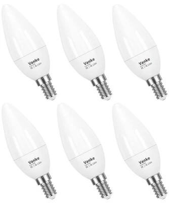 Vanke C37 LED Candle Bulbs E14 6W 470Lm 6000K Cool White Non Dimmable Pack of 6 - Image 1 of 3