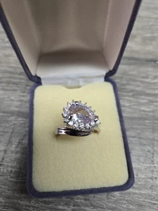 Womens Ring Size 8 2 Ct Morganite Lab Created Diamons White Gold Tone - Picture 1 of 7