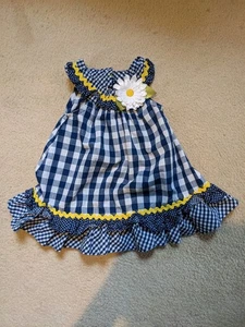 Youngland Baby Kleid Mädchen 12M blau kariert Sommerkleid Picknick Gänseblümchen Sommer Rüschen - Bild 1 von 8