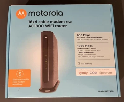 Motorola AC1900 WiFi Router Cable Modem - Image 1 of 3