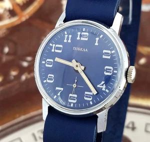 Vintage Watch USSR Pobeda Blue Dial Soviet Mechanical Wristwatch Zim 2602 - Picture 1 of 19