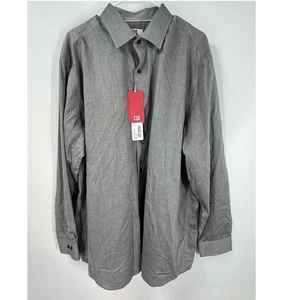 Cutter Buck Men XL Epic Easy Care Gray Herringbone Button Down Long Sleeve Shirt - Picture 1 of 6