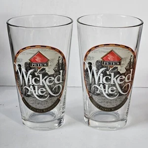 Lote de 2 vasos Libby's Pete's Wicked Ale Microbrew 16 oz 5 7/8" de alto - Imagen 1 de 7