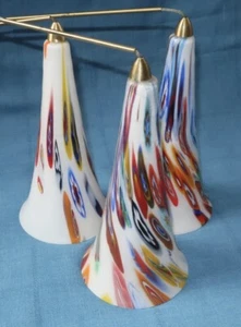 1 Murano Millefiori Art Glass Lamp Shades Trumpet Pendant Bell 8"Tall *Sold Each - Picture 1 of 22